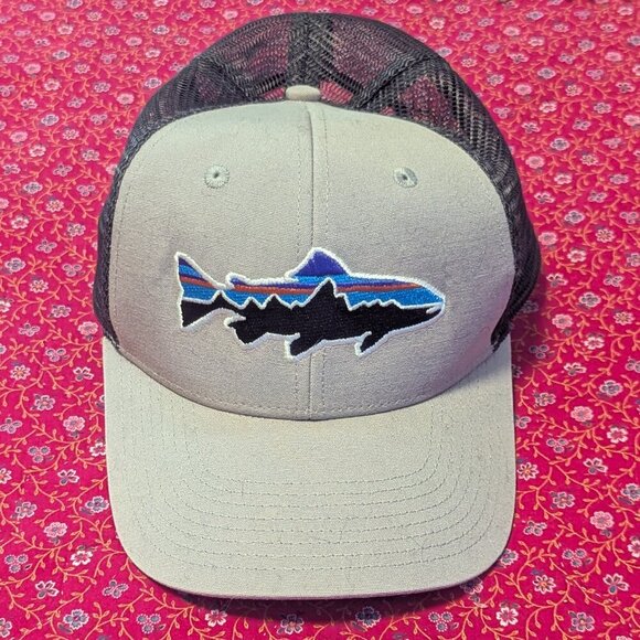 Patagonia Fitz Roy Trout Trucker Hat Mesh Snapback Baseball Fish Fishing Unisex - Picture 6 of 6